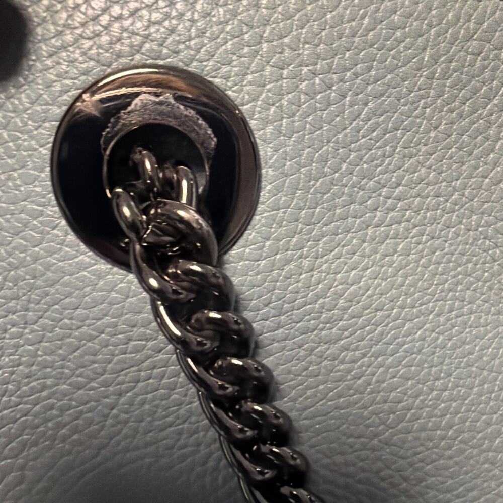 Coach Light Blue Pebbled Shoulder Bag with Chain, Logo, Turn Lock & Tag Accent - Picture 13 of 13